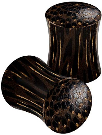 KJM FASHION 2 Stk Holz 8mm 0 g Double Flared Palme solide Ohrschmuck Stab Plugs Ohr Stecker Dehnen Gauges Piercing Schmuck 5536