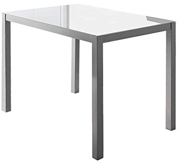 MOMMA HOME - Tavolo da Pranzo - Modello Melbourne - Bianco Puro - Misure 110 x 75 x 75 cm - Vetro Temperato e Struttura in Metallo - Rettangolare