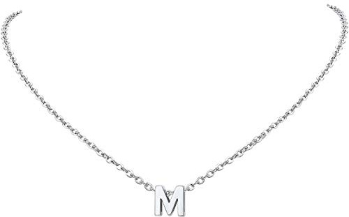 FindChic Collar Letra Inicial Mujer Acero Inoxidable Colgante Letra M Cadena Plateada Ajustable 41+5 cm Regalos Originales para Mamá Pareja Amigos durante Navidad Cumpleaños o Aniversarios
