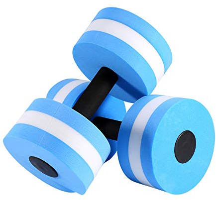 Aquatic Exercise Dumbells, EVA Swimming Pool Exercise Aqua Fitness Barbells for Water Aerobics, Set of 2, Blue