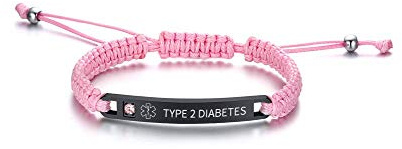 PJ JEWELLERY No Needle right Handgemachte verstellbare geflochtene Seil Medical ID Armbänder Paracord Weaving Medical Alert Makramee ID Armbänder für Herren und Damen