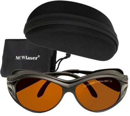 MCWlaser Lunettes de Protection Sécurité Laser OD5+,190-540nm & 800-1700nm Laser Safety Glasses Goggles For Yag, Blue, Green Laser 445nm, 450nm, 532nm, 808nm, 980nm, 1064nm, 1080nm EP-1 Style 2