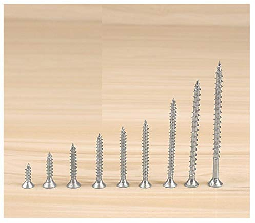 Tornillos de madera autorroscantes, clavos cruzados endurecidos de alta resistencia con cabeza avellanada, cabeza plana, clavos de fibra de zinc, zinc blanco-M6 * 40 mm (aproximadamente 300 piezas)