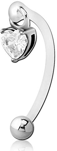 viva-adorno Intimpiercing KVV Christina Bioflex Piercing Banane Kristall Klar Herz Anhänger Bauchnabelpiercing Z550h