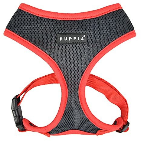 Puppia Soft Harness II - Weiches Hundegeschirr für kleine und mittelgroße Hunde - sehr komfortabel und verstellbar, PATD-HA1770-GY-M, Grau, M