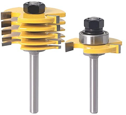 SYJY-SHOP 2Pc 6 Piece Stackable Adjustable Slot Cutter 3 Wing Router Bit Set Biscuit Joint Router Bit 8 & 1/4 Shank 6mm Shank Tenon Cutter (Cutting Edge Length : 6.35mm shank)