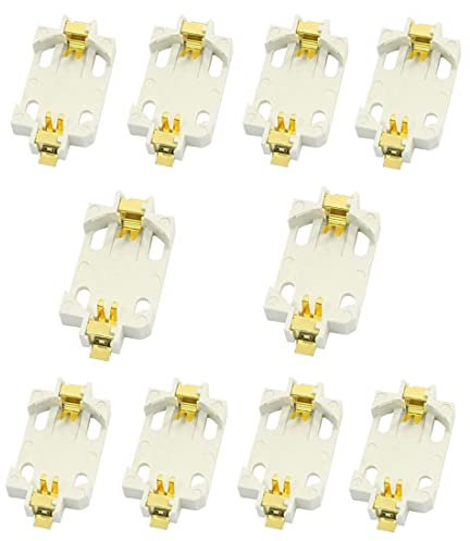 bnafes Lot de 10 supports de piles bouton SMD CR2032 Blanc