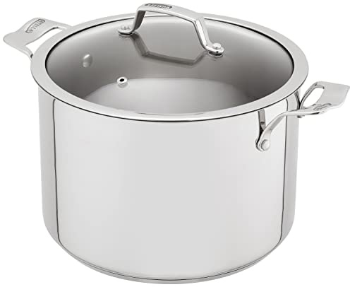 Stellar Stainless Steel Stockpot with Vented Glass Lid and Twin Handles, 22cm, 5L, Induction Ready, Oven Safe, Dishwasher Safe