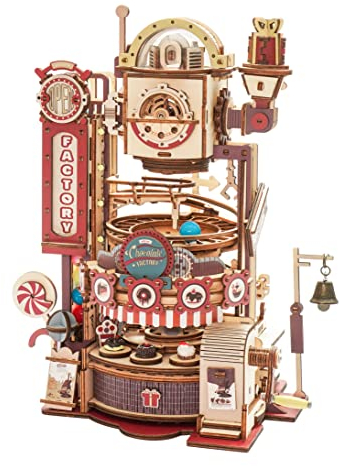 ROKR Holzbausatz 3D Holzpuzzle Kugelbahn Bausatz Murmeln für Kinder und Erwachsene, Marble Chocolate Factory