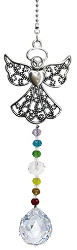 Acchiappasole da appendere alla finestra con cristallo, angelo da appendere all'arcobaleno, ornamento per giardino corridoi e decorazione della casa (angelo)