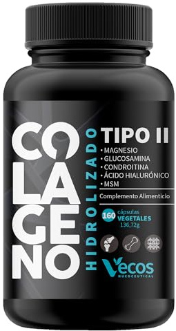 Colágeno Hidrolizado Tipo II con Condroitina y Ácido hialurónico | Ayuda a Prevenir el Dolor y la Inflamación en las Articulaciones | Efecto Antiinflamatorio (160 Cápsulas (1 Bote), 1)
