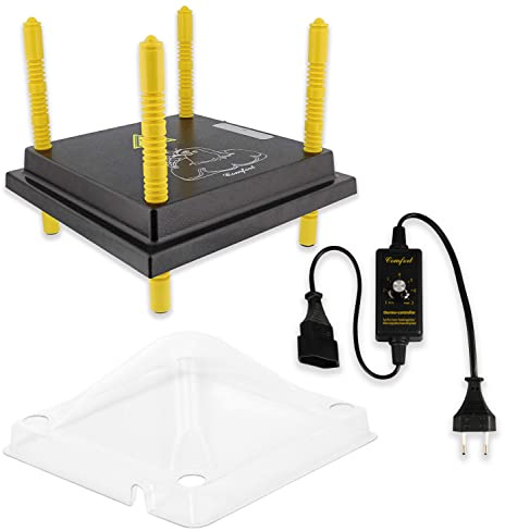eivolution Küken Wärmeplatte Set inkl. Temperaturregler & Schutzhaube 30x30 cm I 20W I höhenverstellbar I Heizplatte zur Kücken-Aufzucht I geeignet für alle Geflügelarten wie Hühner, Wachteln, Puten
