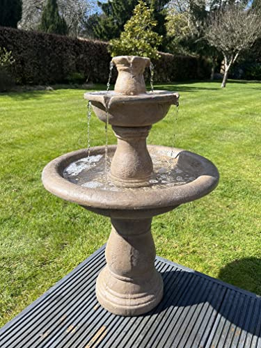allpondsolutions Antique Stone Effect Classic Grey 3 Tier Fountain Water Feature