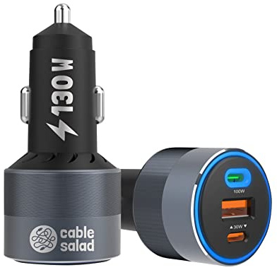 Cable Salad car Charger 130 Watt - Fast Charge KfZ-Ladegerät (12 V / 24 V) mit USB-C & USB-A