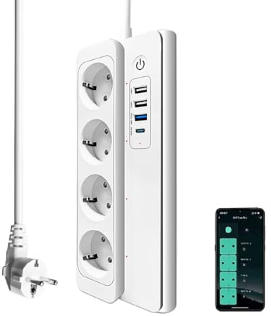 Multiprise Connectée Zigbee 3.0 UseeLink 16A Smart Power Strip avec 4 Prises 3 USB/1 Type-C Compatible avec Alexa et Google Home