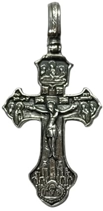 Pendentif en argent sterling Croix orthodoxe solide poinçonné 925 fait à la main