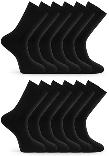 Basic Treasure Lot de 12 Paires Chaussettes Homme, Coton, Noires, 39-42