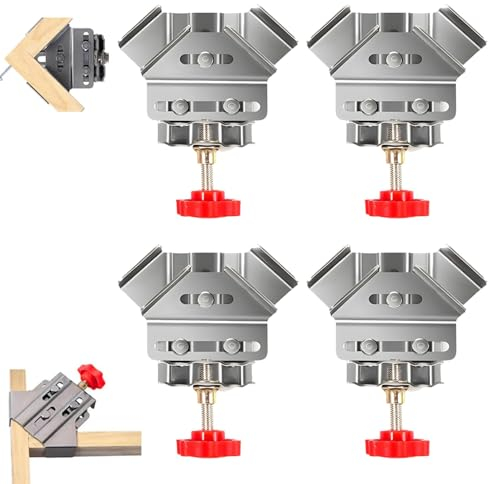 4 Stück Winkelspanner, 90 Grad rostfreie Stähle Eckspanner, Mit Swing Kiefer,Single Handle, Winkelzwinge für Holzarbeiten, Engineering, Fotorahmen