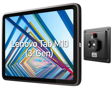 B2Bworkplace Tablet Halterung Wand kompatibel mit Lenovo Tab M10 (3. Gen.) - inkl. Schutzhülle passgenau - vertikal & horizontal - flach - Schnellverschluss - Tablet Wandbefestigung Halter