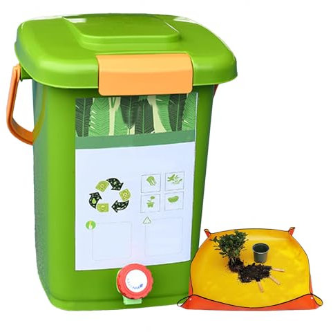 LFLIFENG Compostera con Grifo Compostador Recoger Líquido De Abono Cubo Basura Cocina,Style3(15L)-2Set