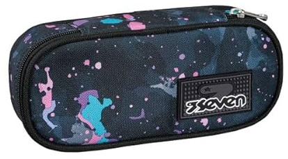 Seven Portalápices Escolar Round Plus, Azul, ISCHOOLPACK, bolsita Ovalada con Bolsillo Interior y Gomas Porta bolígrafos, Accesorios Mochila, elementales, Medios, Superiores, Chico, niña, Turquesa,
