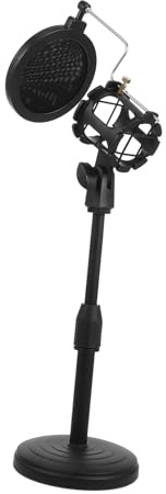 Verstellbarer Desktop Mikrofonständer Rt118 mit Mikrofonfilter Schwarz | Metall Kunststoff Ausführung, Stabile Basis mit Rutschfestem Pad, 1 Stück für Tischbetrieb