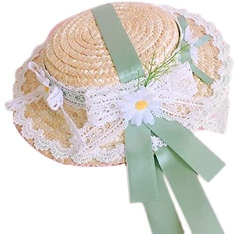 JOERBABU Hut für Damen und Mädchen, Teeparty, Sonnenhut, viktorianische Spitze, Blumen, Strohhut, Lotila, Cosplay, Cosume-Party-Zubehör, Wakakusa, 1-5