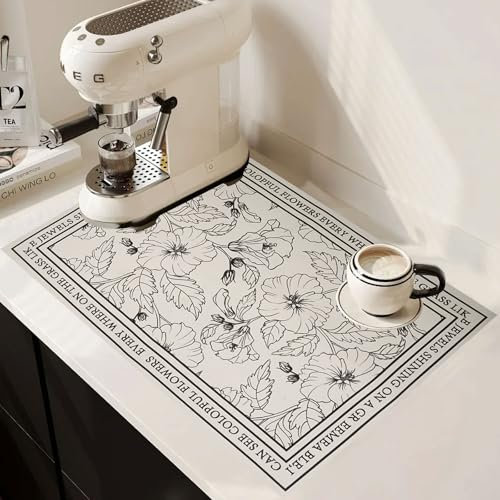 Esterilla de goteo para cafetera, 40 x 50 cm para vajilla, almohadilla absorbente para cafetera, alfombrilla antideslizante para cafetera, para cocina, mascotas, fregadero