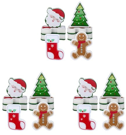 Reinscer 24 Stück Weihnachtsschwämme für die Küche, Doppelseitige SpüLschwämme zum GeschirrspüLen, Weihnachtsmann, Weihnachtsbaum, Lebkuchenmann