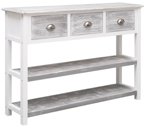 MOBCANT Sideboard, Aufbewahrungsschrank Cupboard Arbeitsplatte Küchenbuffet Geeignet für Foyer Wohnbereich Korridor Schlafzimmer Antik-Grau 108x30x76 cm Massivholz Paulownia
