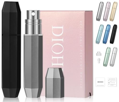 Atomizador de Perfume Recargable, 5 ml, Mini Dispensador de Colonia Portátil, Tamaño de Bolsillo, Negro (negro gris)