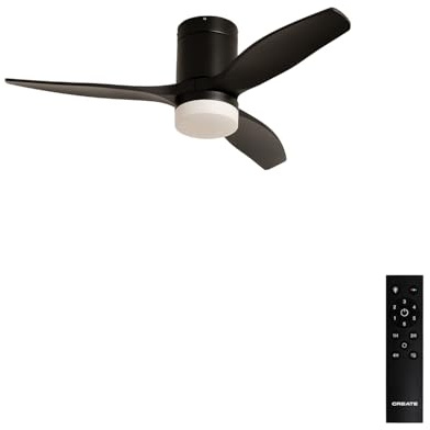 CREATE / WINDCALM S/Ventilador de techo ABS con luz negro con mando / 40W, Silencioso, Ø112 cm, 6 velocidades, 3 temperaturas de luz, temporizador, función verano-invierno