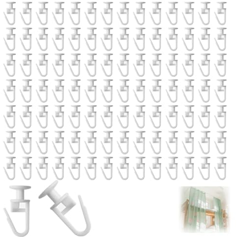 Dstarymnix Ganci per Tende Binario, Gancetti per Tende, Gancio per Binario, Cursori per Tenda Scorrevole, Sistema Anti-Caduta, 11mm Interno Compatibili con Binari Interni da Soffitto (100 Pezzi)