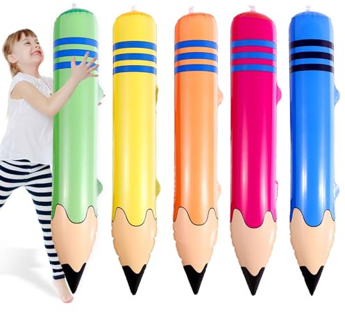 Lyreh 5uds Lápices Inflables Grandes, Divertidos Globos Gigantes PVC | Inflables Decoraciones Aula Suministros Decoración Prácticos para Fiestas Graduación Cumpleaños Aulas