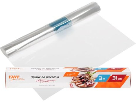 Oven Baking Bag with Clips – 6m Heat-Resistant Roasting Sleeve – 31cm Wide – Fat-Free Cooking – Microwave & Oven Safe – Easy Clean-Up