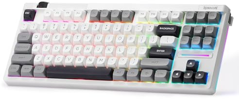 Redragon K729 Pro Clavier de Jeu RVB sans Fil 80%, TKL à 3 Modes, Bouton de contrôle, Touches PBT Couleurs Mixtes, Prise remplaçable à Chaud, Amortissement 5 Couches, US Layout