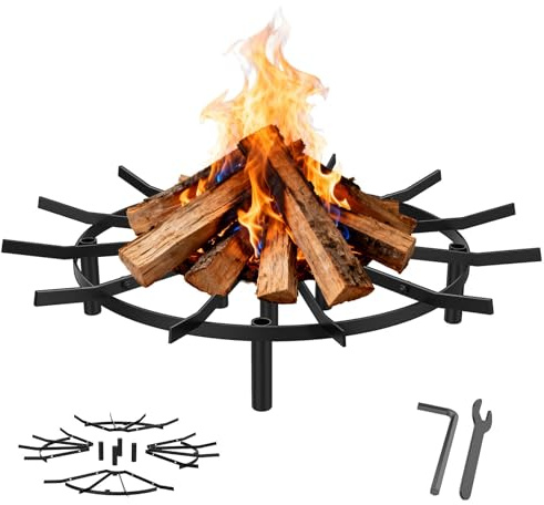 24 Fire Pit Grate & Fireplace Grate, Heavy Duty Heat Resistant Campfire Grill for Campfires and Outdoor fire pits(Black)