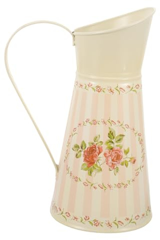 PHENOFICE Vaso Vintage in Metallo per Fiori Secchi e Piante Brocca Stile Rustico Shabby Chic Portafiori Decorativo per Casa Ufficio e Tavolo Adatto Composizioni Creative e Arredamento