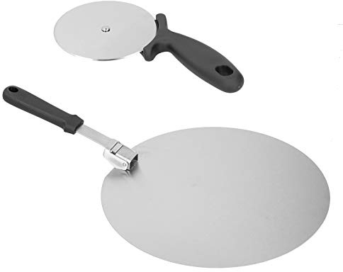 Pala per pizza in acciaio inossidabile, pala, spatola, pieghevole, strumento per sollevare il formaggio, per servire cibo, manico in PP, design ergonomico, facile da riporre, (30,5 cm/12 pollici)