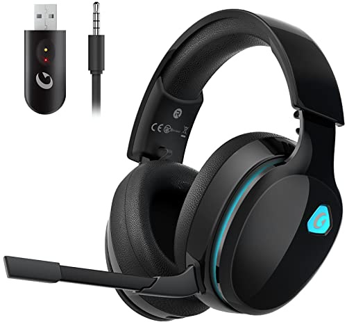 Gvyugke Gaming Headset, 2.4GHz Wireless Gaming Headphone for PS4, PS5, PC, Mac, 5.2 Bluetooth Headphone with Detachable Noise Canceling 3D Microphone, 3.5mm Wired Mode for Xbox Series