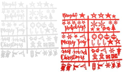 Beavorty 2 Sets Felt Letterboard Letters with Plastic Symbols, Red and White Felt Alphabet Letters for Christmas Board, Holiday Message Sign Accessories for Home and Office Decoration