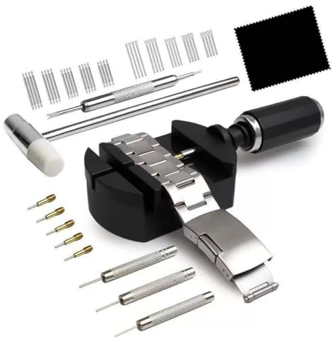 EIDUOVA 52 Stück Uhrenarmband Reparatur Werkzeug Set, Werkzeug zum Einstellen von Uhrenarmbändern, Ersatz für Uhrenstifte, Uhrenhammer