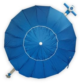 PINCHO Parasol Plage Anti UV 240 cm Inclinable avec Sac de Transport, Toile Oxford, Aluminium Léger, 16 Baleines Fibre de Verre, Piquet d’Ancrage, Fenêtre de Ventilation, Protection Solaire UV50