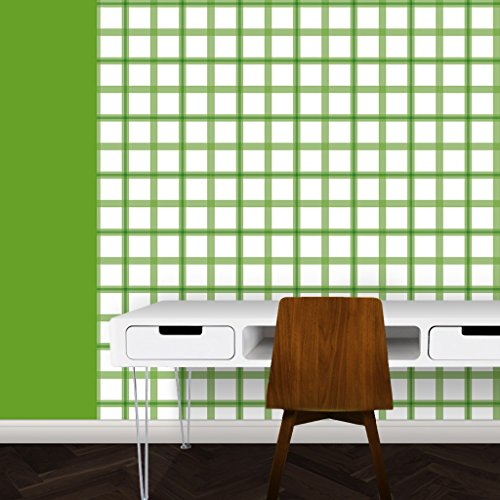 Schicke modernen Karo Tapete in grün - Vlies Tapete Streifen Karo - Klassische Wanddeko - GMM Design Tapete - Wandtapete - Wand Dekoration für edle Wohnakzente (Höhe 3m Breite 46,5cm)