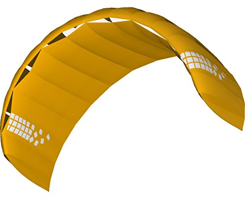 HQ4-Kites 118211 - Beamer 2.0 Yellow, Vierleiner Lenkmatte Handlekite, Fläche: 2.0qm, Spannweite: 265cm, inkl. 200/120kp Dyneemaschnüre 4x20m auf Quad-Handles, 5-33 Knoten