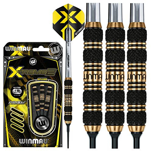 WINMAU Xtreme2-18 gram Brass Dartpfeile Set mit Flights und Schäfte