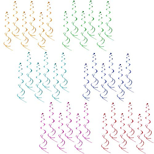 Oblique Unique® Deckenhänger Spiral Girlande Set 36 Stück - Geburtstag Deko Party Feier - Orange Grün Dunkelblau Türkis Pink Rot
