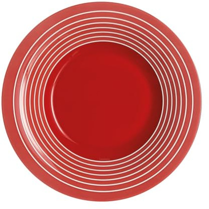 LOT DE 6 ASSIETTES CREUSES 21,5 FACTORY ROUGE - LUMINARC