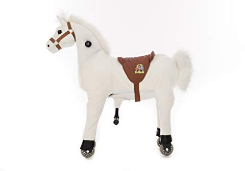 Animal riding Reitpferd Snowy (für Kinder ab 3 Jahren, Sattelhöhe 56 cm, mit Rollen) ARP011S, Weiß, S