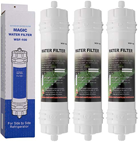 Magic Water Filter External Water Filter for American Fridge Freezer, Pack of 3 (WSF-100, Removes Impurities, Plastic, 31.0 cm x 18.0 cm x 6.0 cm, WQA Certified)